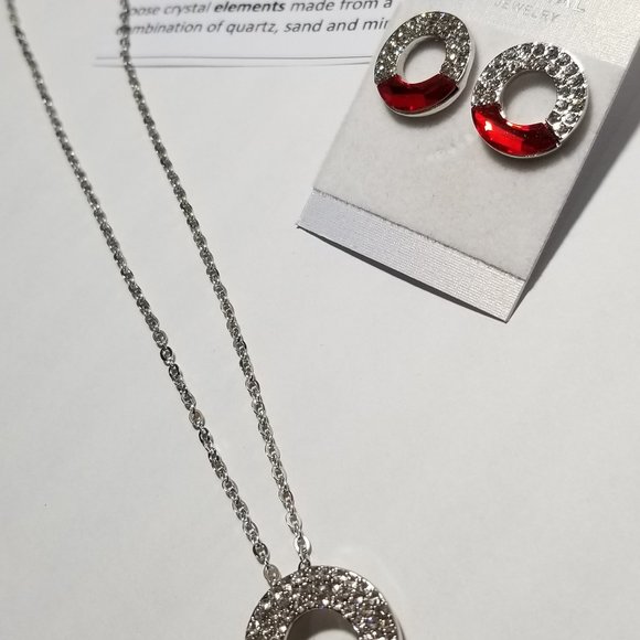 Circle Of Life Pendant Necklace and Earrings Set on silver Rhodium Plated - Picture 2 of 9